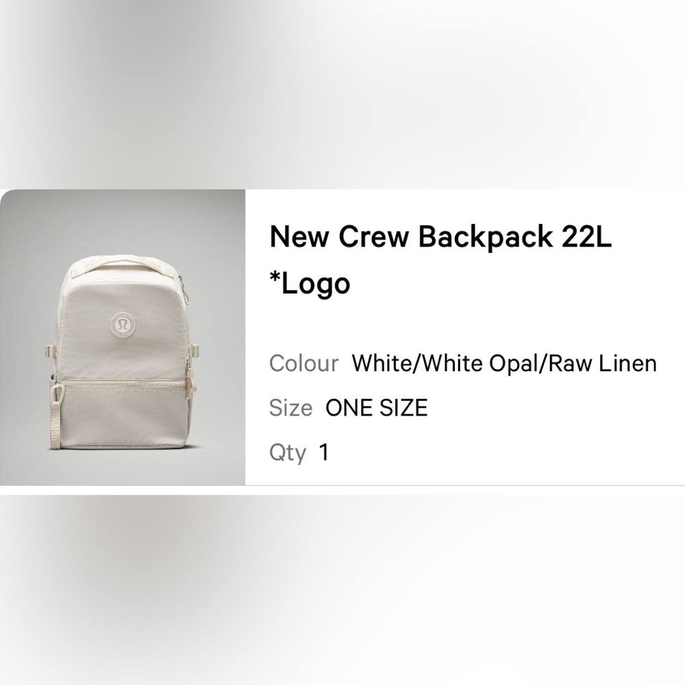 Lululemon Athletica White Backpack for Everyday Use